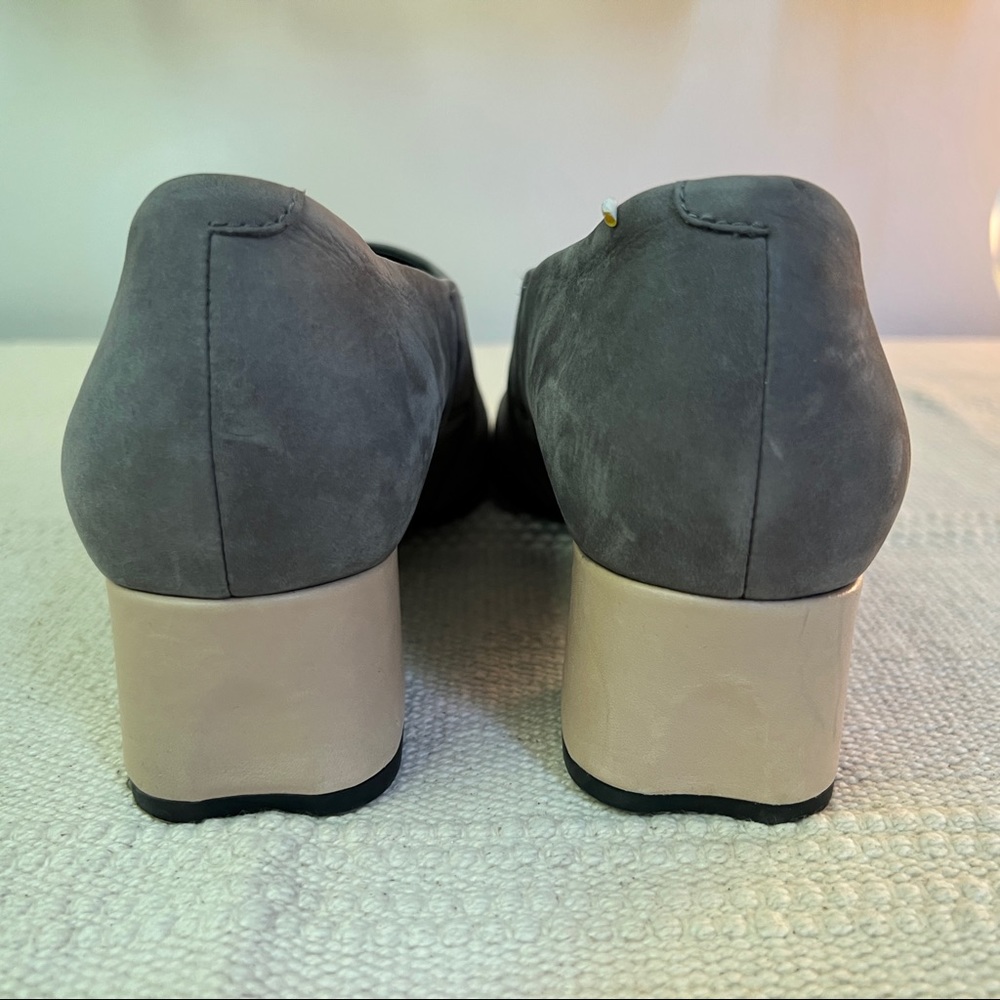 Camper Kara Grey and Cream Block Heel Pump Shoes - Picture 6 of 10